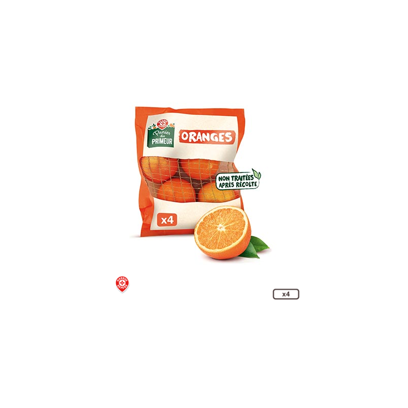 Oranges non traitées Panier du Primeur Sachet x4