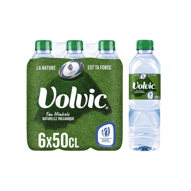 Eau minérale naturelle VOLVIC ,pack de 6 bouteilles de 50cL