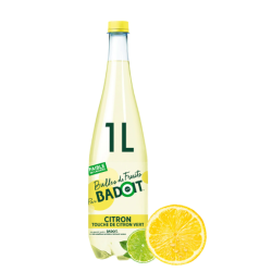Eau gazeuse aromatisée citron citron vert BADOIT BULLES DE FRUITS,bouteille d'1L
